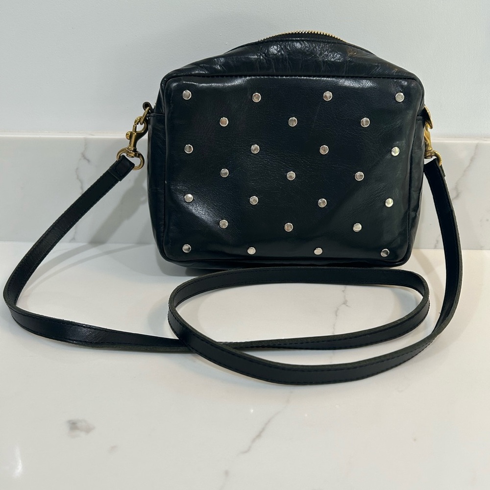 Black Studded Clare V Midi Bag